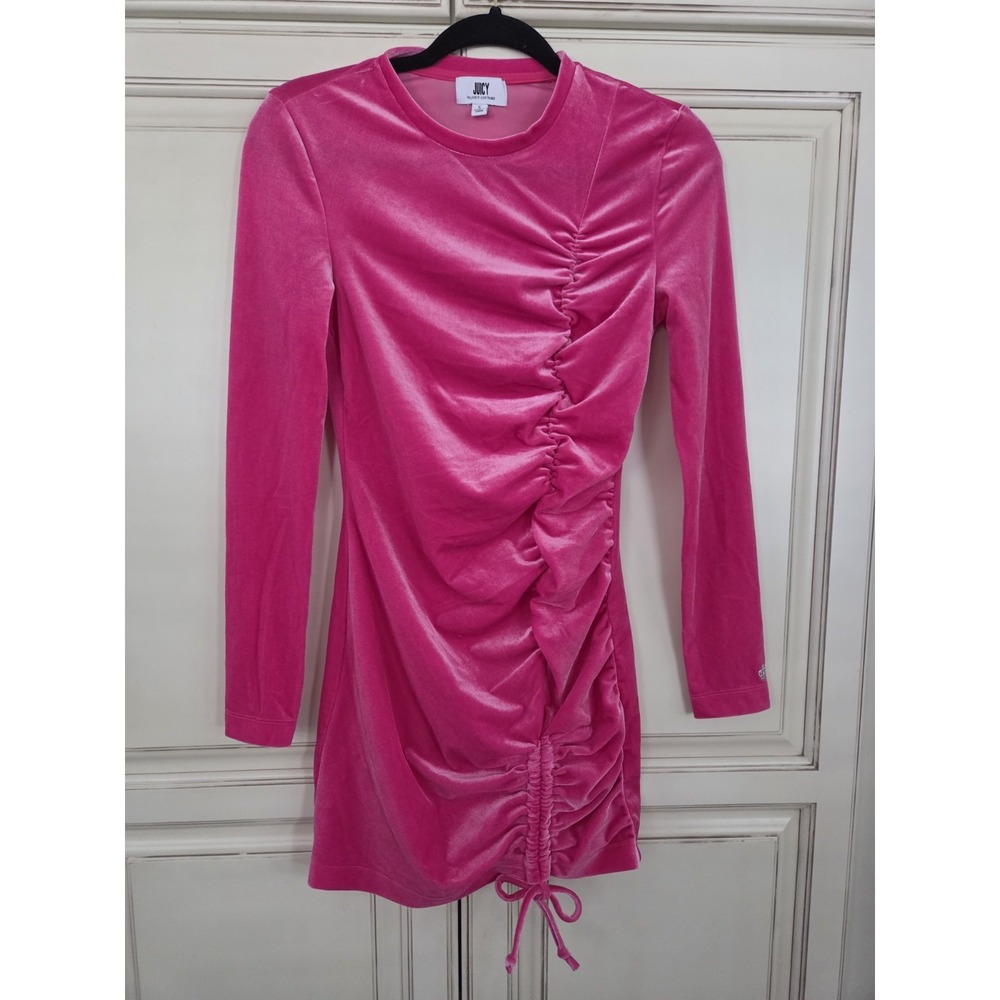 Juicy Couture Velour Bodycon Dress‎ Women's Small Ruched Pink Sexy Party Event